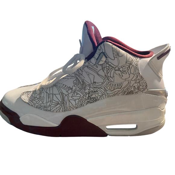 Nike Air Jordan Dub Zero White Cherry Wood Red Flint Grey, Size 9 - Picture 2 of 13